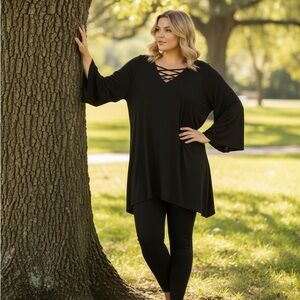 Avenue Black Asymmetrical Top